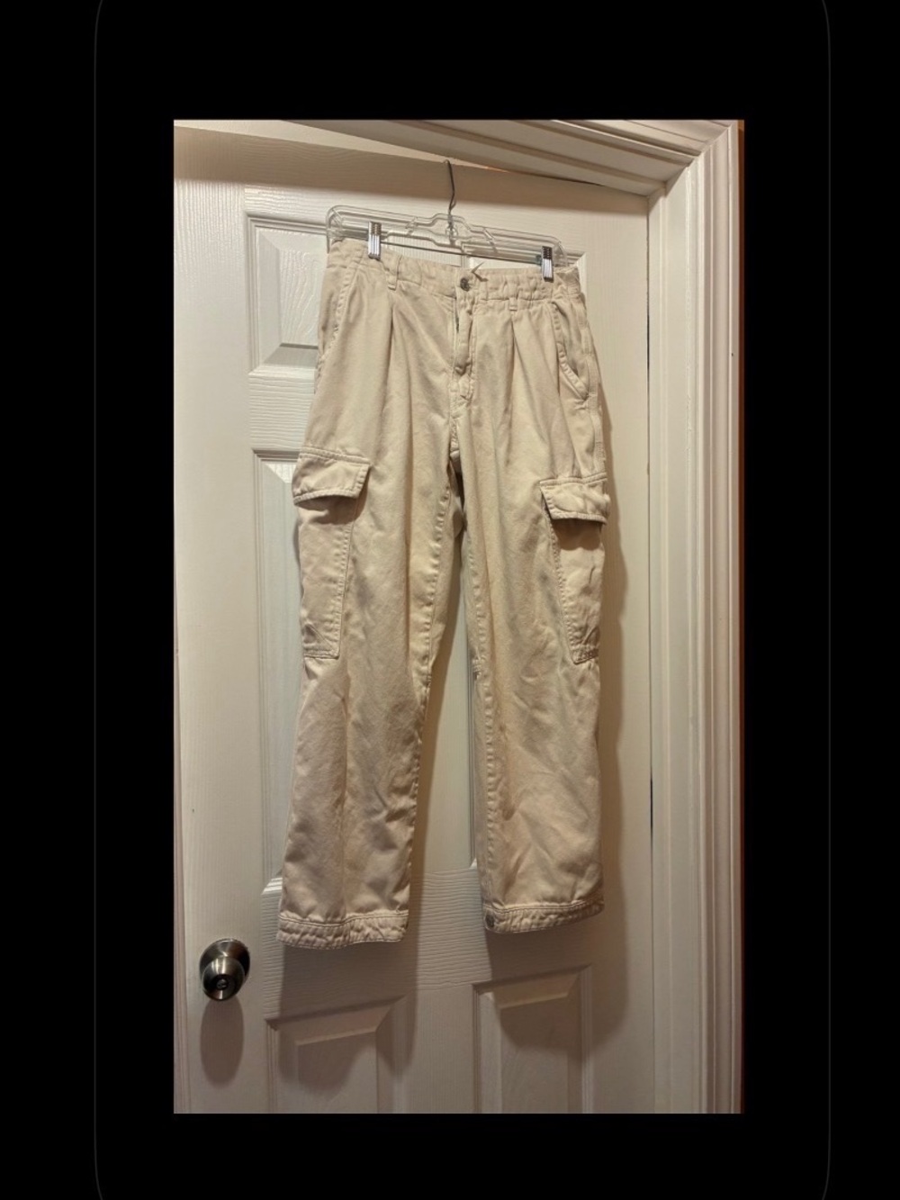 Free People women’s almond milk Cargo Pants with Flap Pockets.
